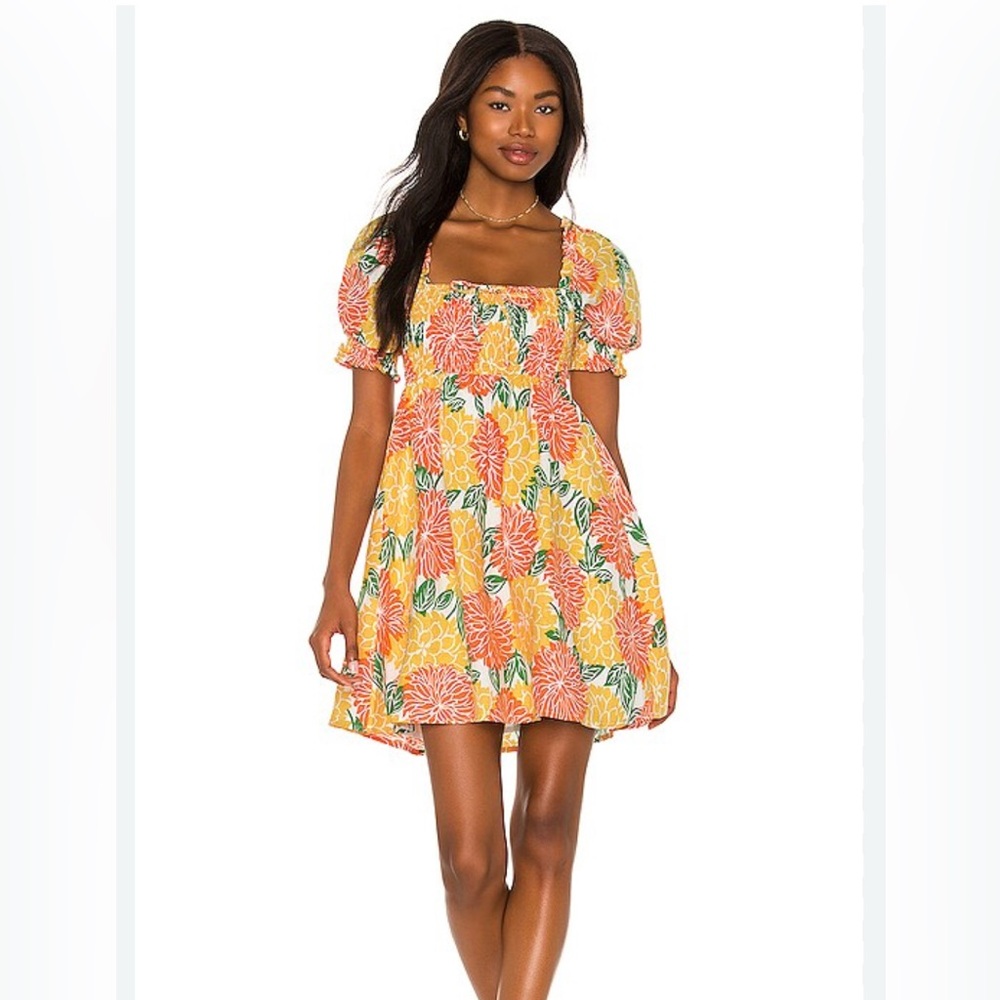 Faithfull the Brand Orange Floral Mini Dress